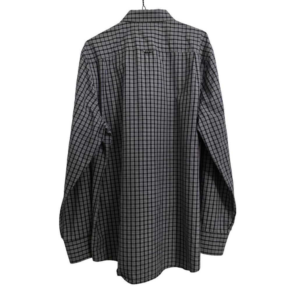Nordstrom Men's Shop Regular Fit Black & Gray Plaid Cotton Button-down Size XL - Picture 2 of 4